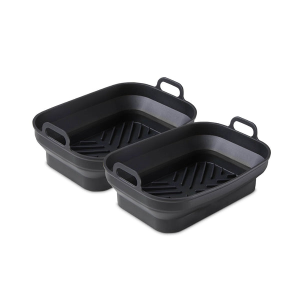 Tower Air Fryer Roasting Trays Pack of 2 | Matte Black, Ridged Base