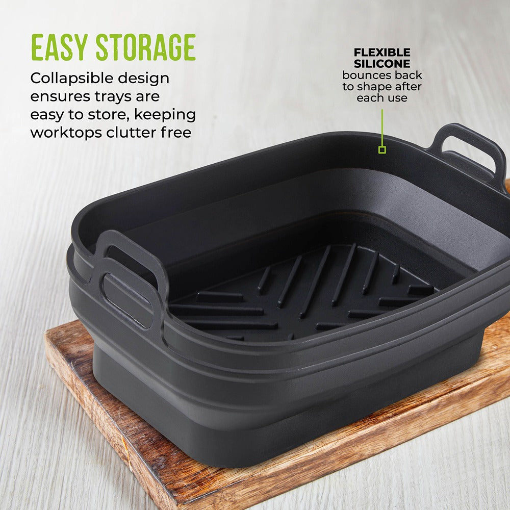 Tower Air Fryer Roasting Trays Pack of 2 | Matte Black, Ridged Base