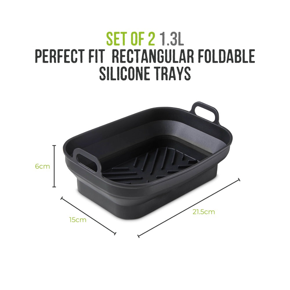 Tower Air Fryer Roasting Trays Pack of 2 | Matte Black, Ridged Base