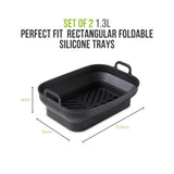 Tower Air Fryer Roasting Trays Pack of 2 | Matte Black, Ridged Base