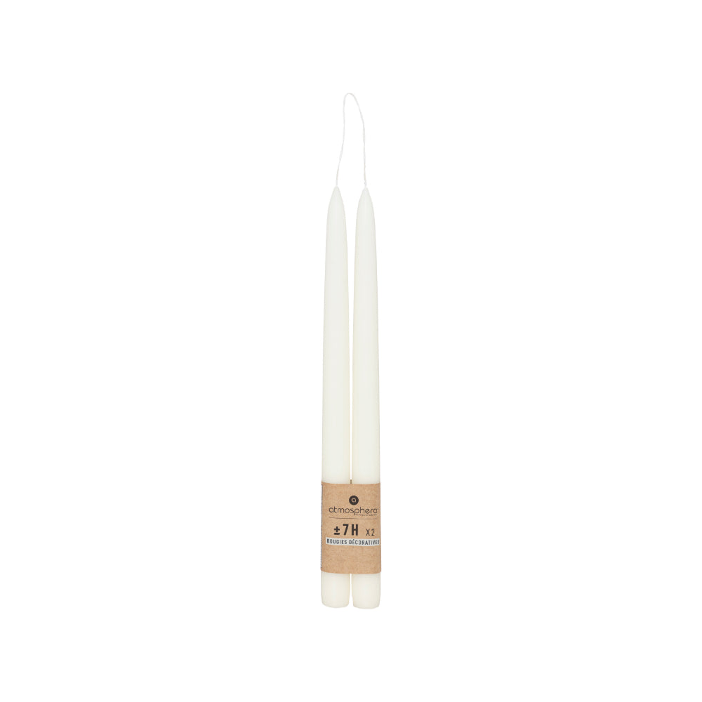 Atmosphera Tapered Dinner Candles | Pack of 2, Ivory, Connected Twin