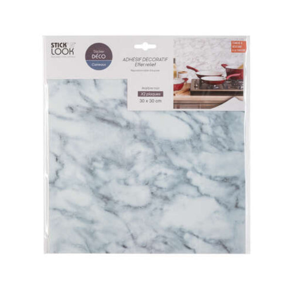 Stick'N Look White Marble Wall Tile Stickers | Pack of 2, 30 x 30cm