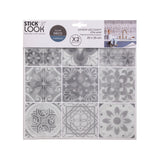 Stick'N Look Mosaic Wall Tile Stickers | Pack of 2, 25 x 25cm, Grey/White