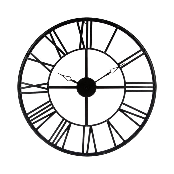 Atmosphera Vintage Skeleton Metal Wall Clock | 69cm, Black, Roman Numerals