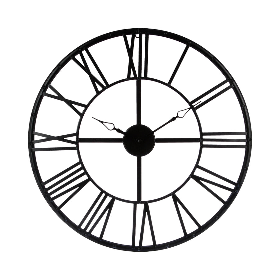 Atmosphera Vintage Skeleton Metal Wall Clock | 69cm, Black, Roman Numerals