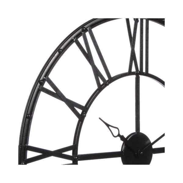 Atmosphera Vintage Skeleton Metal Wall Clock | 69cm, Black, Roman Numerals