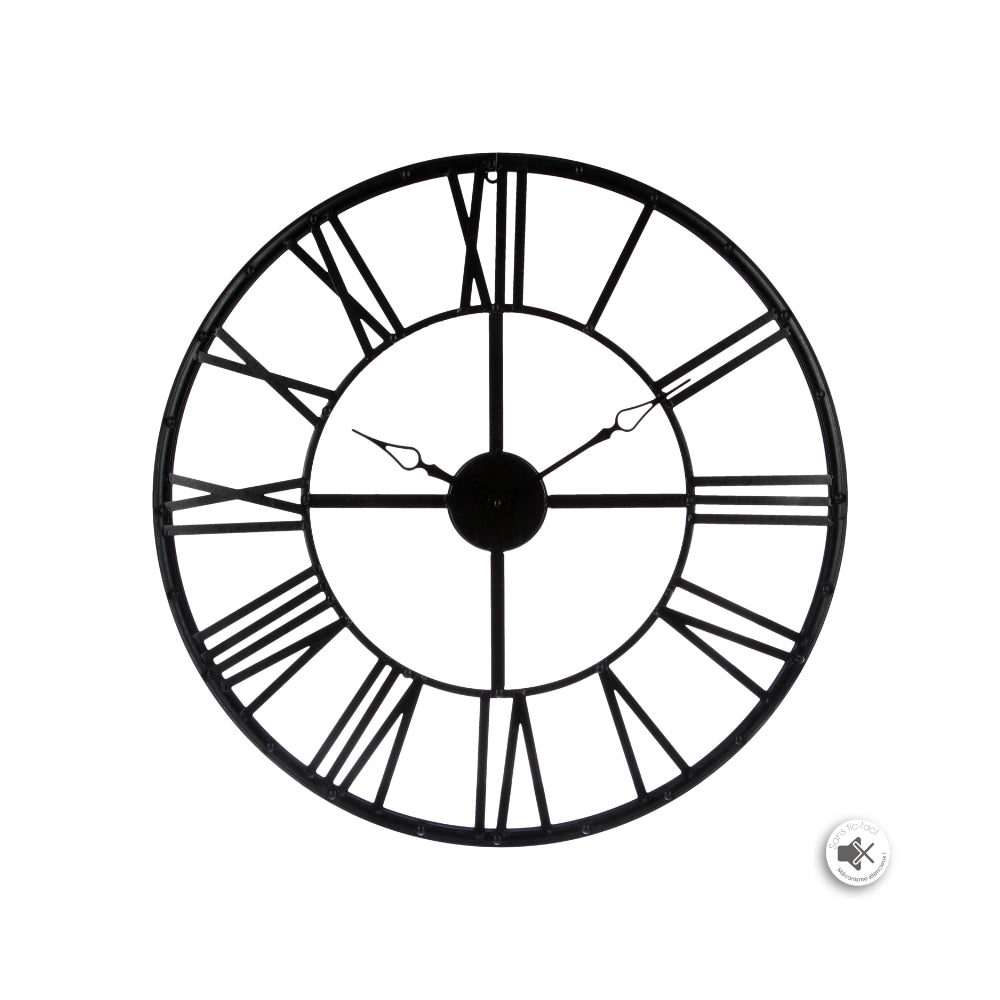 Atmosphera Vintage Skeleton Metal Wall Clock | 69cm, Black, Roman Numerals