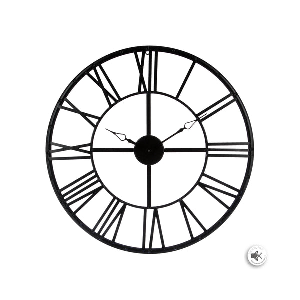 Atmosphera Vintage Skeleton Metal Wall Clock | 69cm, Black, Roman Numerals