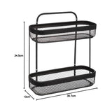 5FIVE Two-Tier Wall-Mounted Metal Storage Rack | Black Mesh Baskets