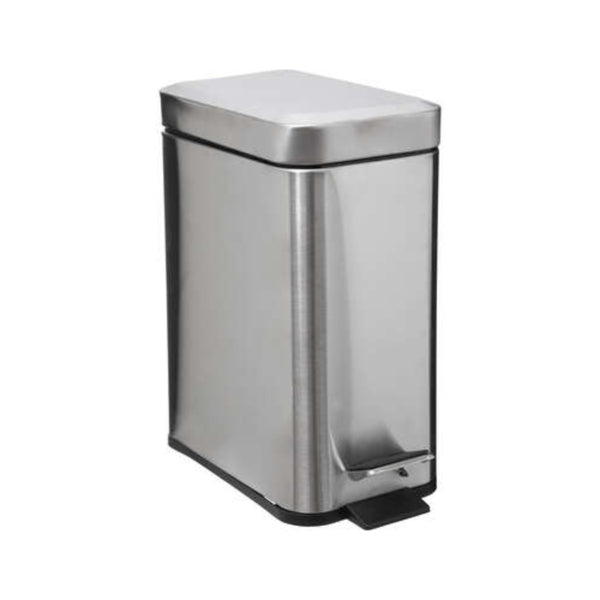 5FIVE Rectangular Soft Close Brushed Stainless Steel Pedal Bin | 5L