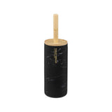 5FIVE Matte Black Toilet Brush Holder Set | 38cm, Wood-Look Handle
