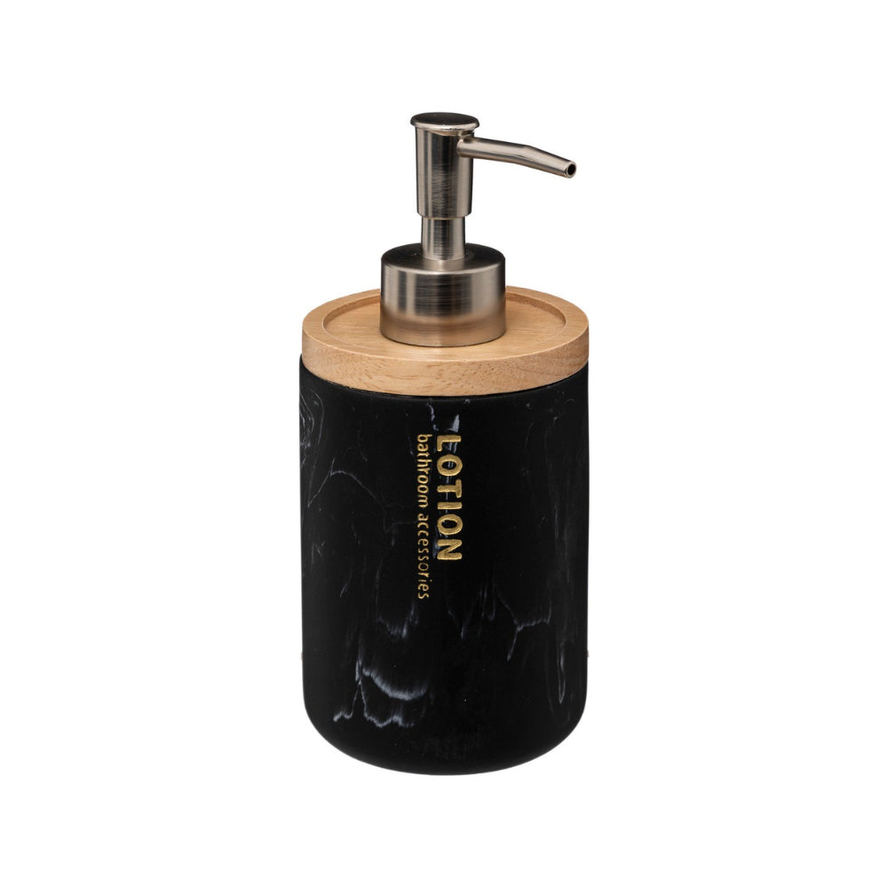 5FIVE Black Marble-Effect Soap Dispenser | Metallic Pump, Lotion Text