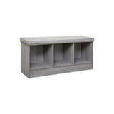 5FIVE Grey Wash Storage Bench with Padded Seat | 3 Cubby Compartments