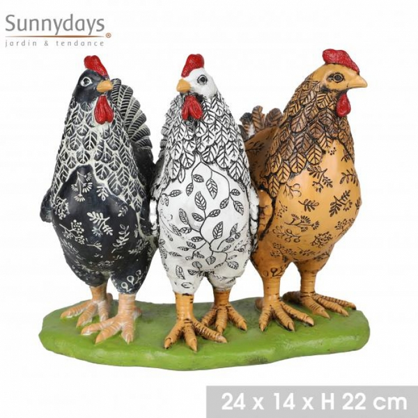 Sunnydays Decorative Statue of 3 Chickens | 24cm x 14cm x 22cm