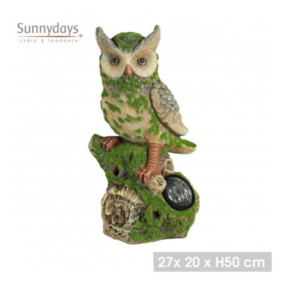 Owl Solar Garden Ornament Light | Moss Effect, 27 x 20 x 50cm