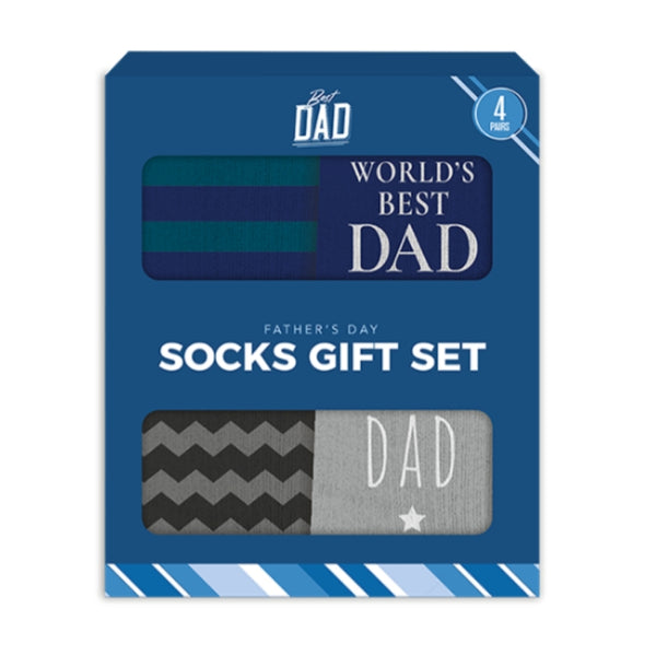 Father's Day Socks Gift Set | 4 Pack World's Best Dad Motif