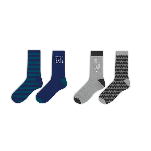 Father's Day Socks Gift Set | 4 Pack World's Best Dad Motif