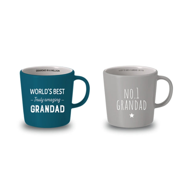 Grandad Matte Ceramic Mug Set | Teal & Grey | Sentimental Gift