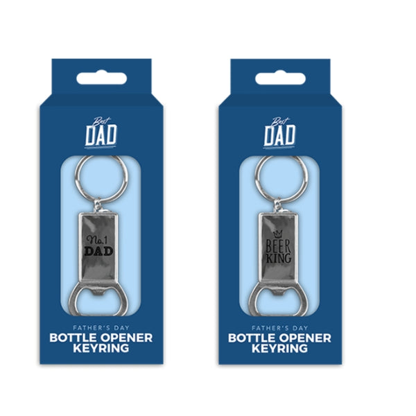 Father's Day Metal Bottle Opener Keyring | No.1 Dad & Beer King