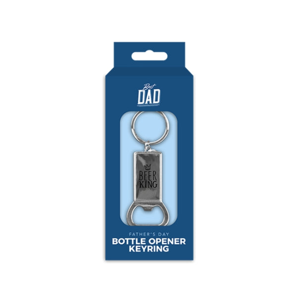 Father's Day Metal Bottle Opener Keyring | No.1 Dad & Beer King