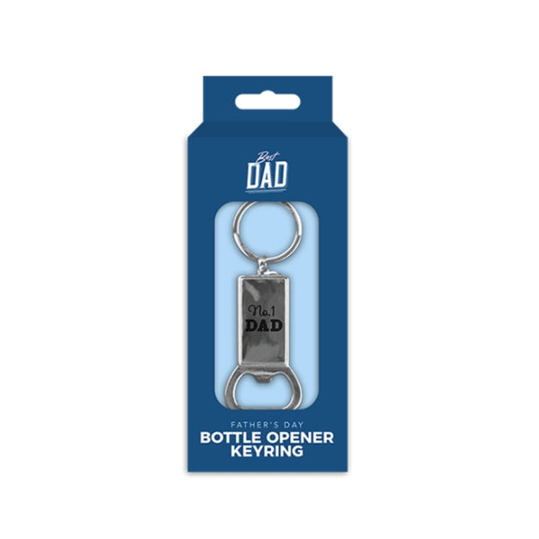 Father's Day Metal Bottle Opener Keyring | No.1 Dad & Beer King