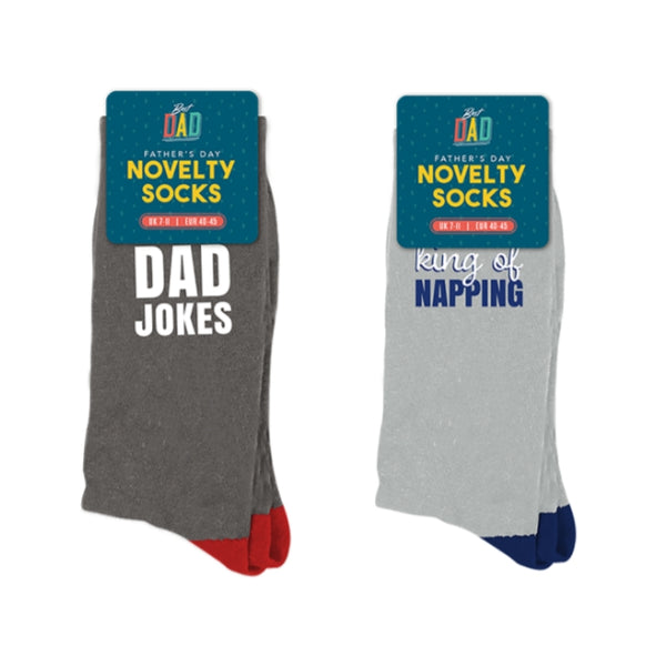 Father's Day Novelty Socks | Dad Jokes & King of Napping | UK 7-11