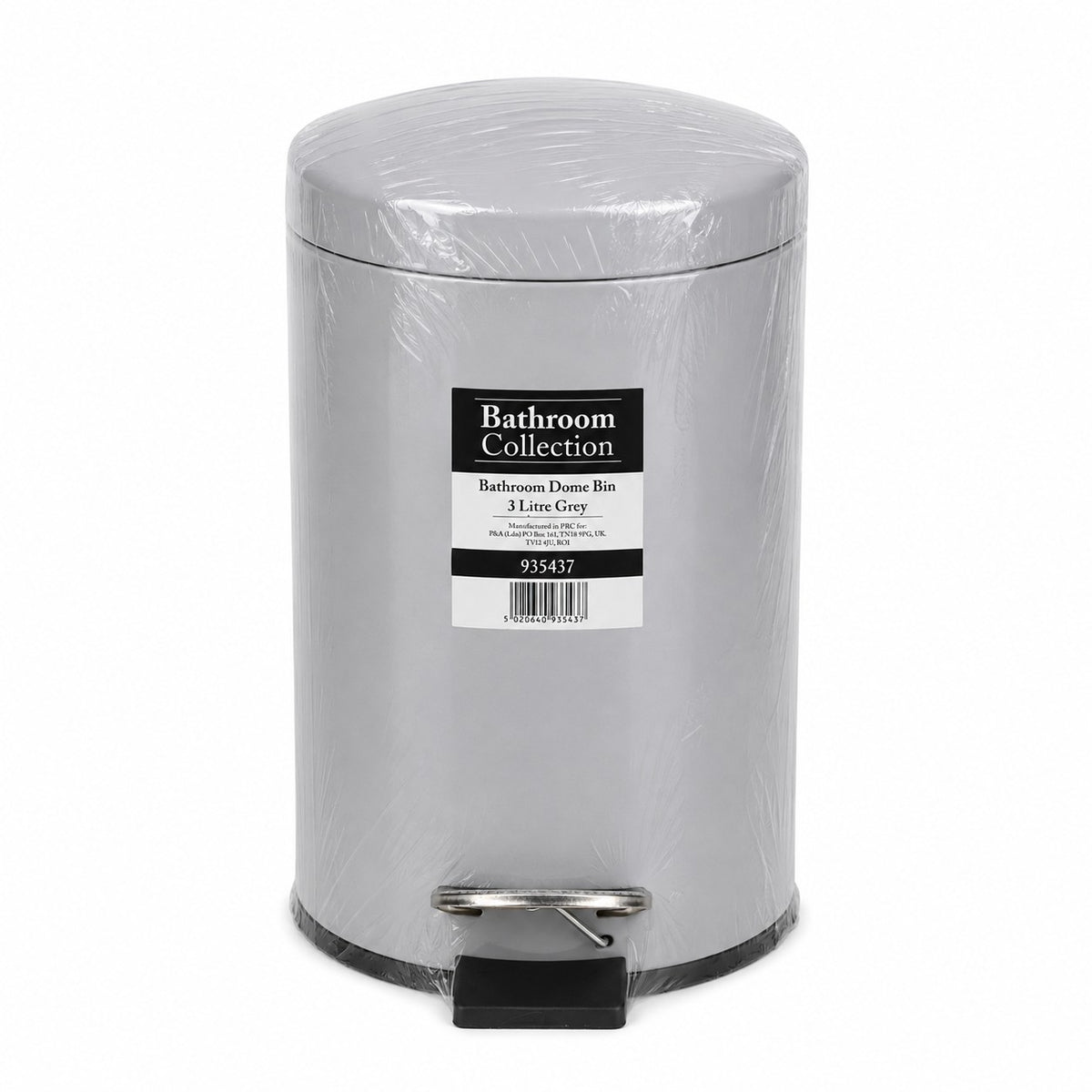 Grey Dome Lid Pedal Bathroom Bin | 3 Litre, Compact Cylindrical Design