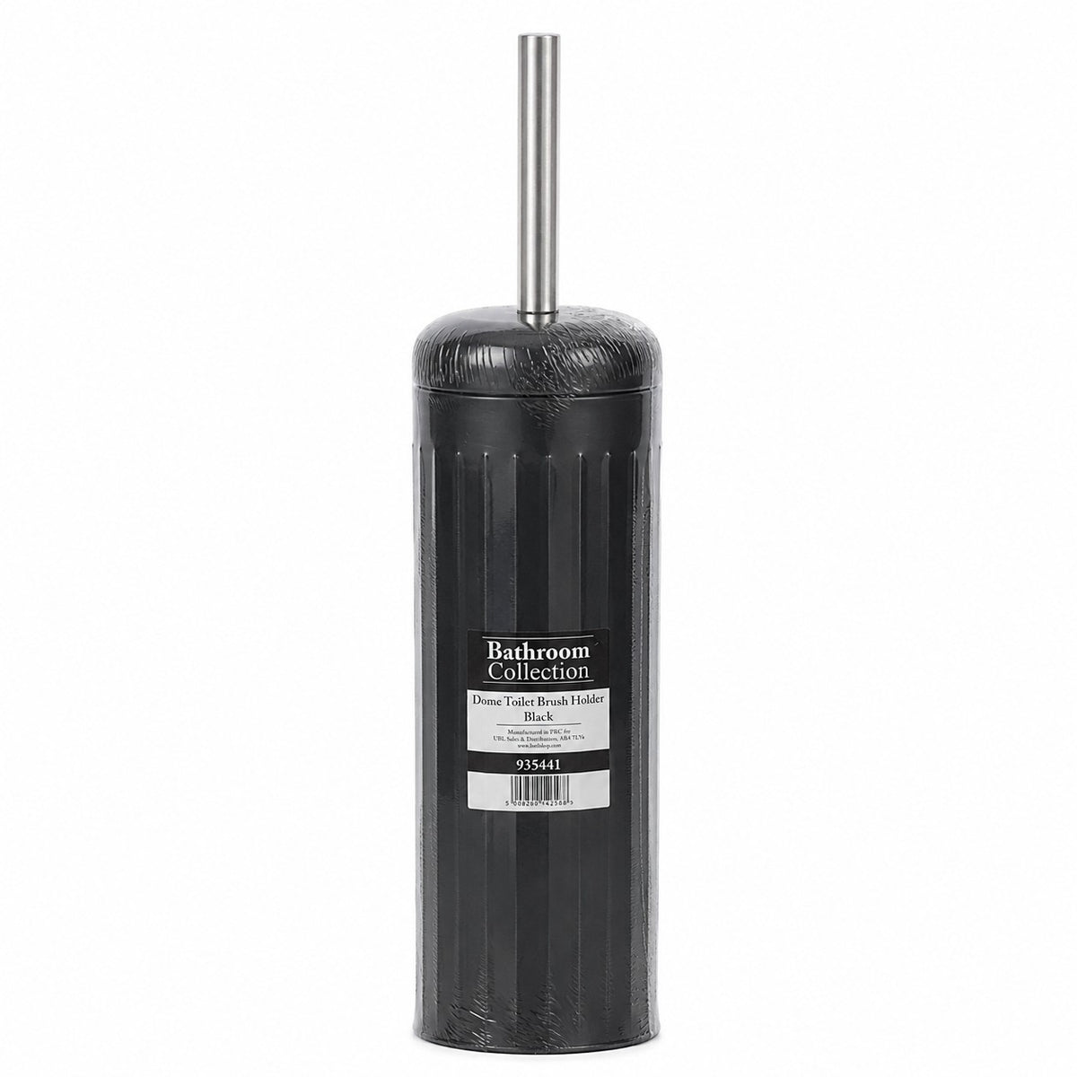 Dome Toilet Brush Holder | Black, Covered, Ribbed Freestanding Design