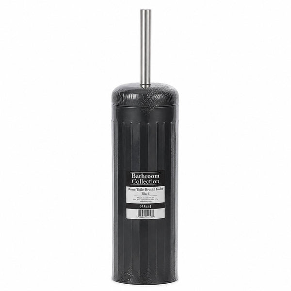 Dome Toilet Brush Holder | Black, Covered, Ribbed Freestanding Design