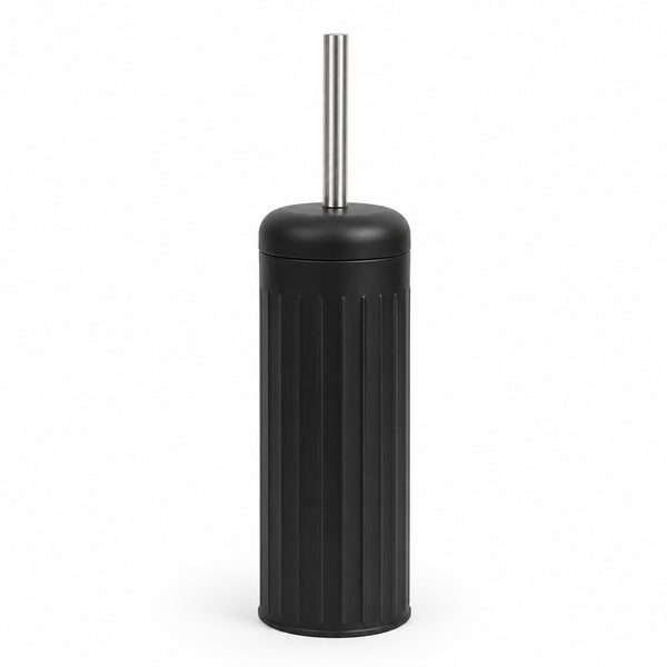 Dome Toilet Brush Holder | Black, Covered, Ribbed Freestanding Design