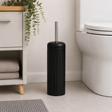 Dome Toilet Brush Holder | Black, Covered, Ribbed Freestanding Design