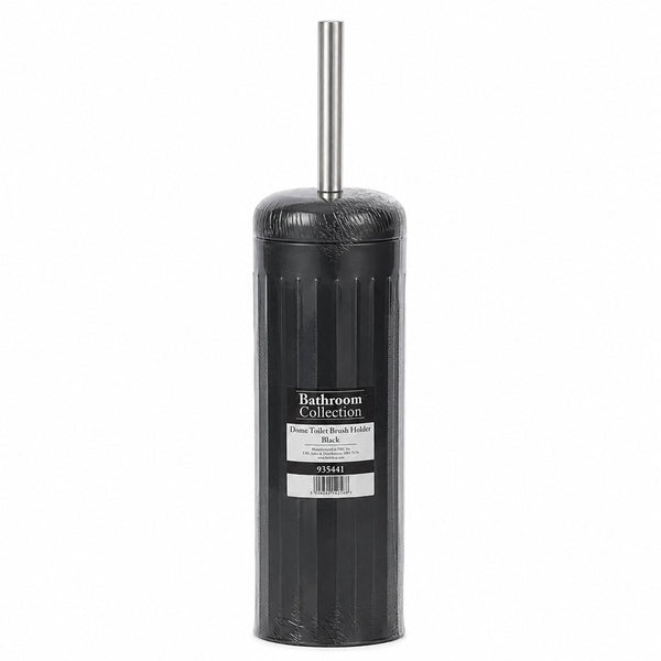 Dome Toilet Brush Holder | Black, Covered, Ribbed Freestanding Design