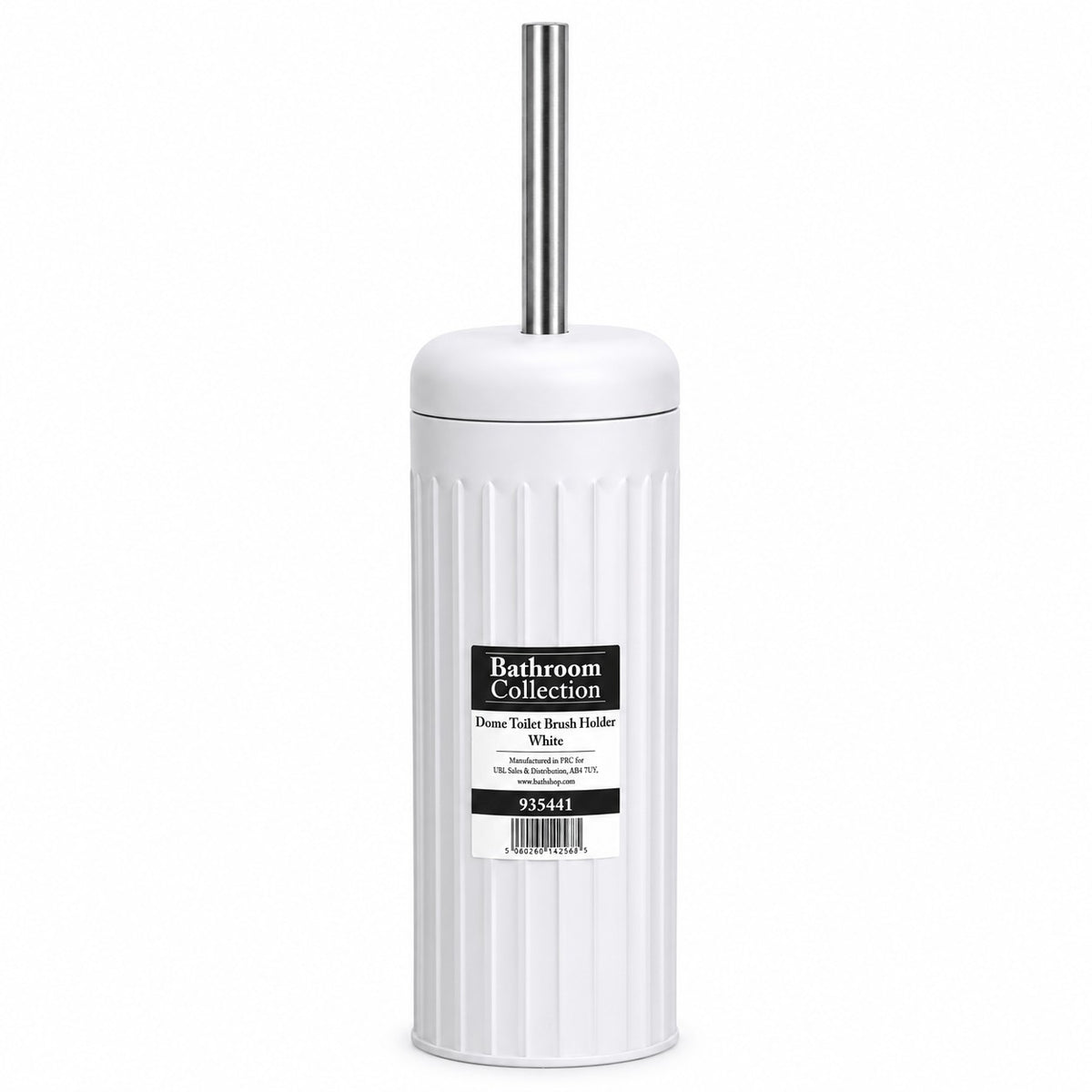 White Dome Toilet Brush Holder | Ribbed Freestanding Bathroom Storage
