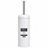 White Dome Toilet Brush Holder | Ribbed Freestanding Bathroom Storage