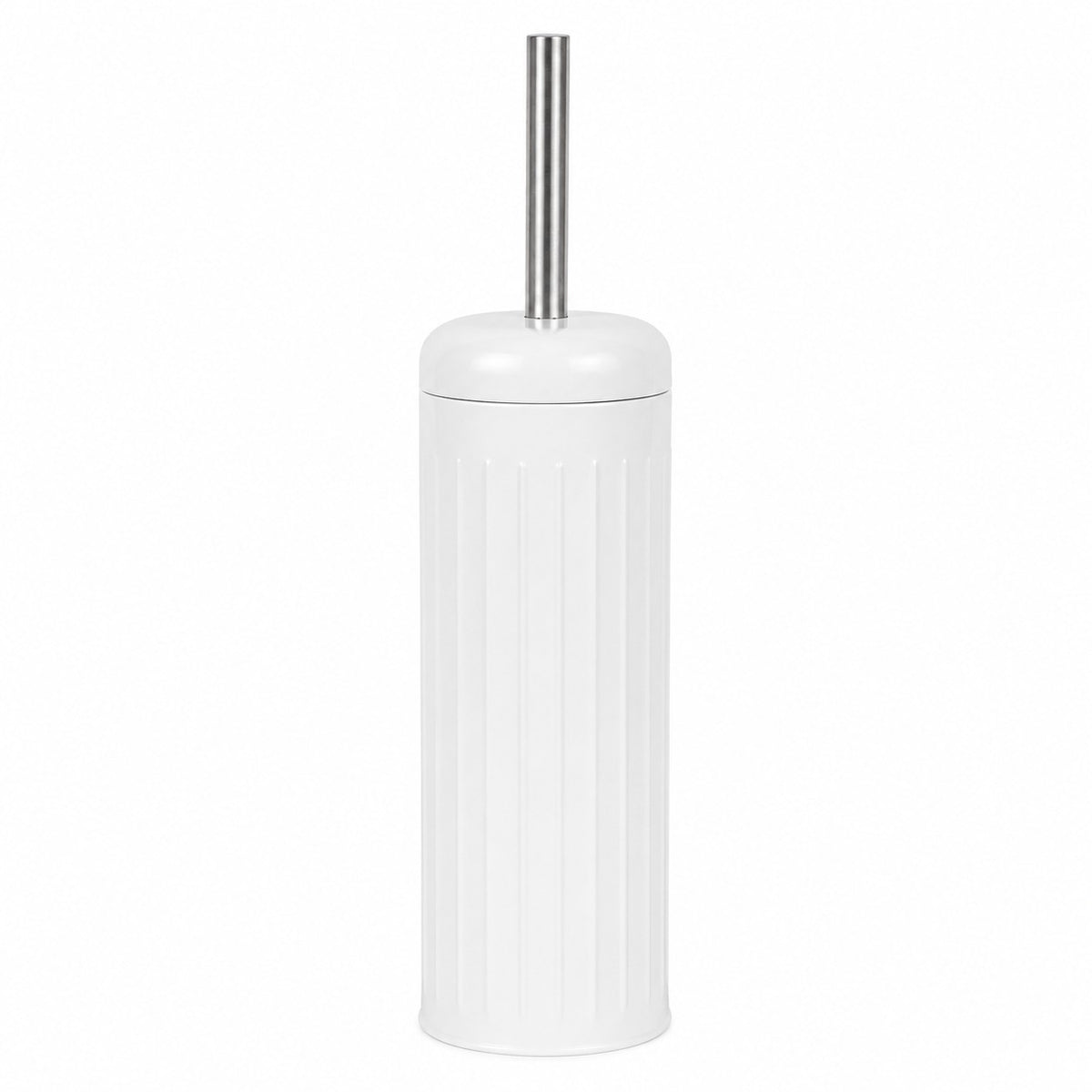 White Dome Toilet Brush Holder | Ribbed Freestanding Bathroom Storage
