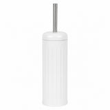 White Dome Toilet Brush Holder | Ribbed Freestanding Bathroom Storage