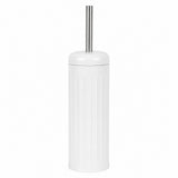 White Dome Toilet Brush Holder | Ribbed Freestanding Bathroom Storage