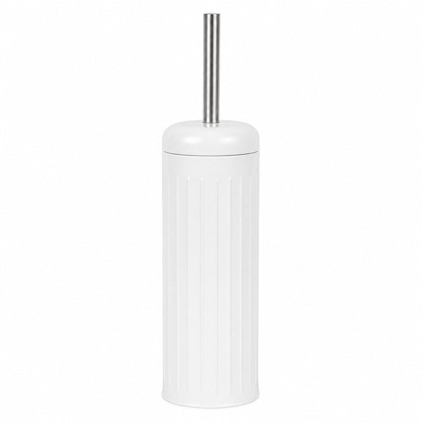 White Dome Toilet Brush Holder | Ribbed Freestanding Bathroom Storage