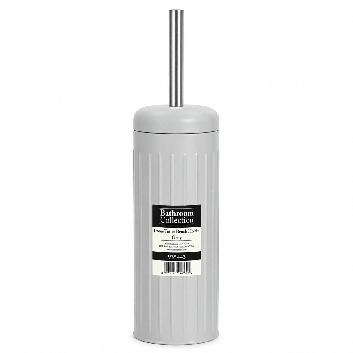 Grey Dome Toilet Brush Holder | Ribbed Freestanding Bathroom Storage