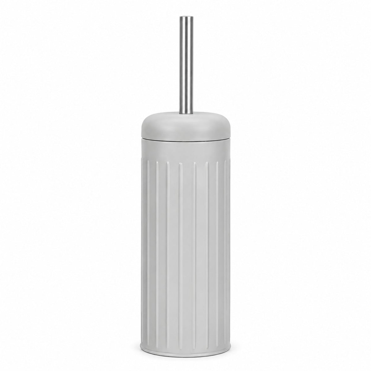 Grey Dome Toilet Brush Holder | Ribbed Freestanding Bathroom Storage