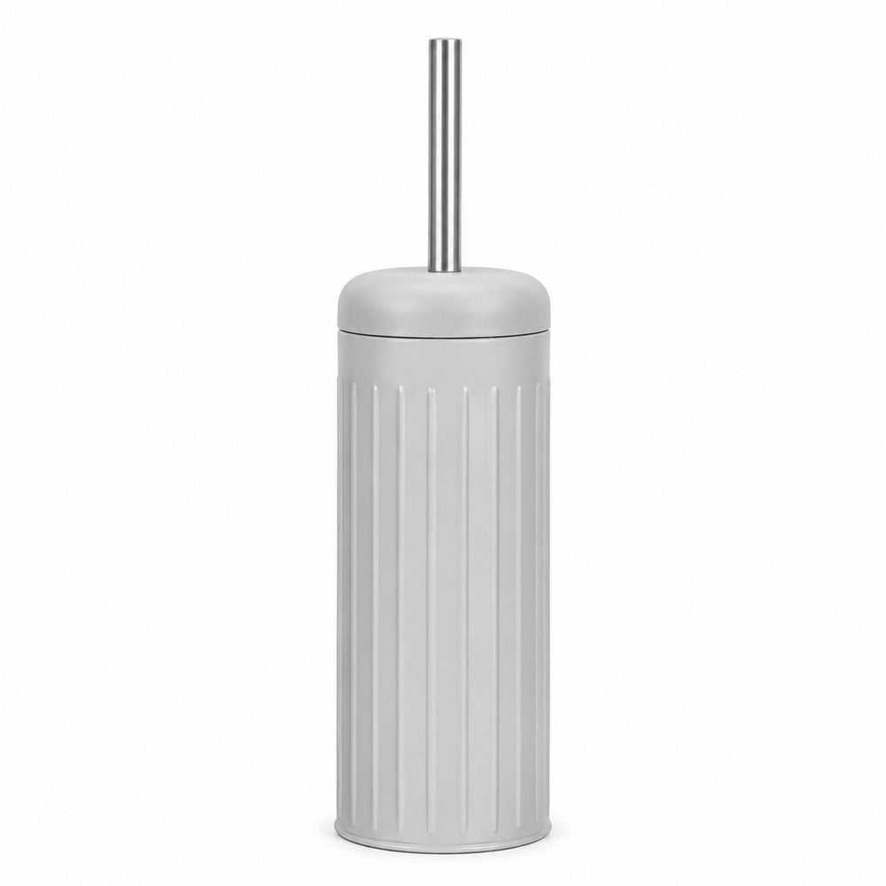 Grey Dome Toilet Brush Holder | Ribbed Freestanding Bathroom Storage