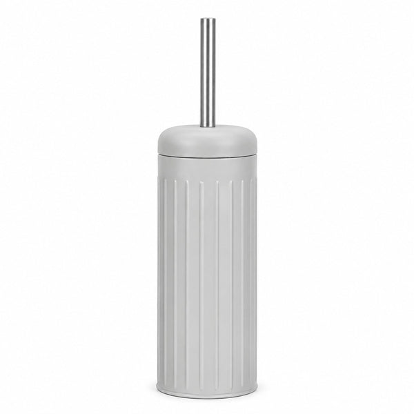 Grey Dome Toilet Brush Holder | Ribbed Freestanding Bathroom Storage