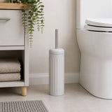 Grey Dome Toilet Brush Holder | Ribbed Freestanding Bathroom Storage