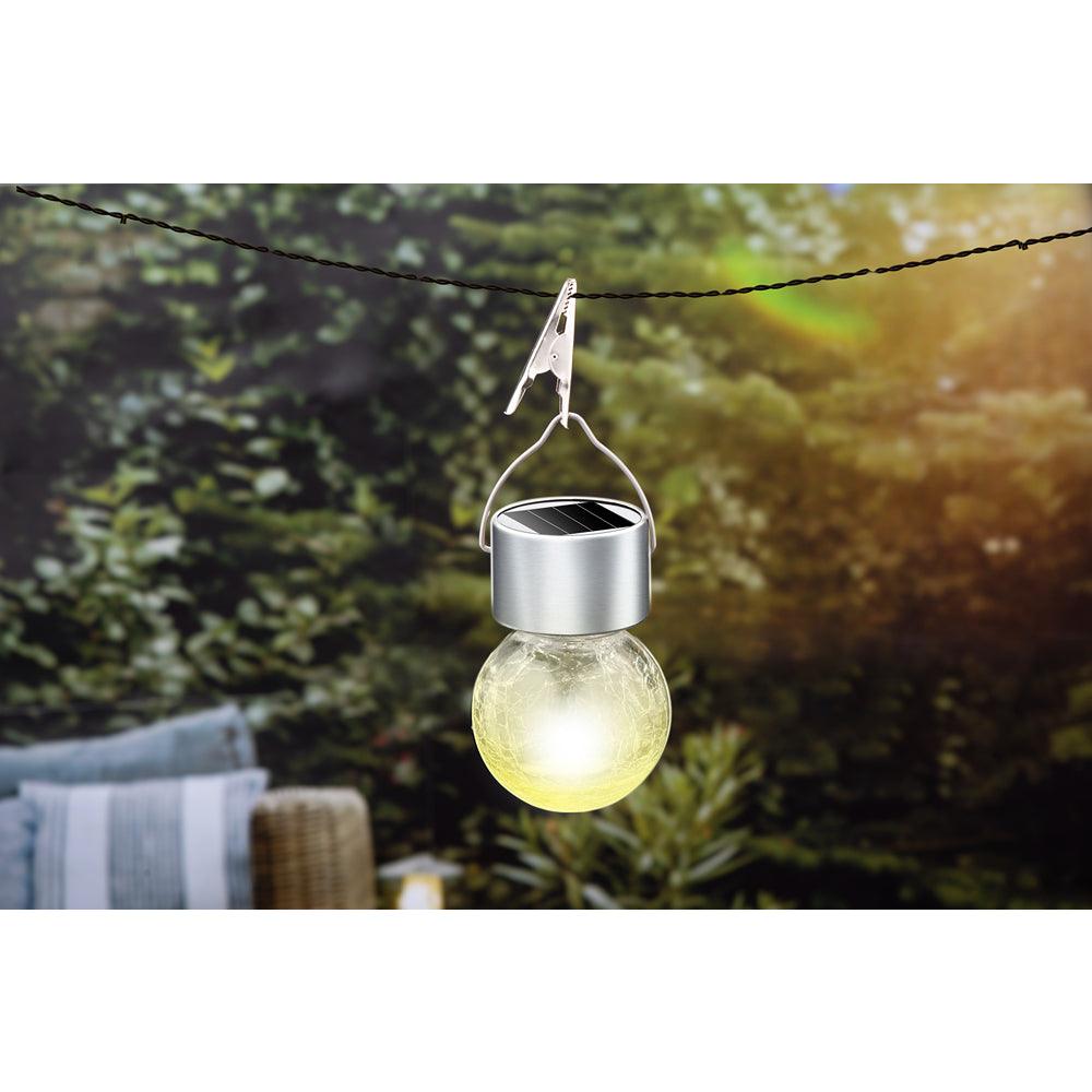 Grundig Colour Changing Solar LED Hanging Glass Bulb Light | 2 Functions