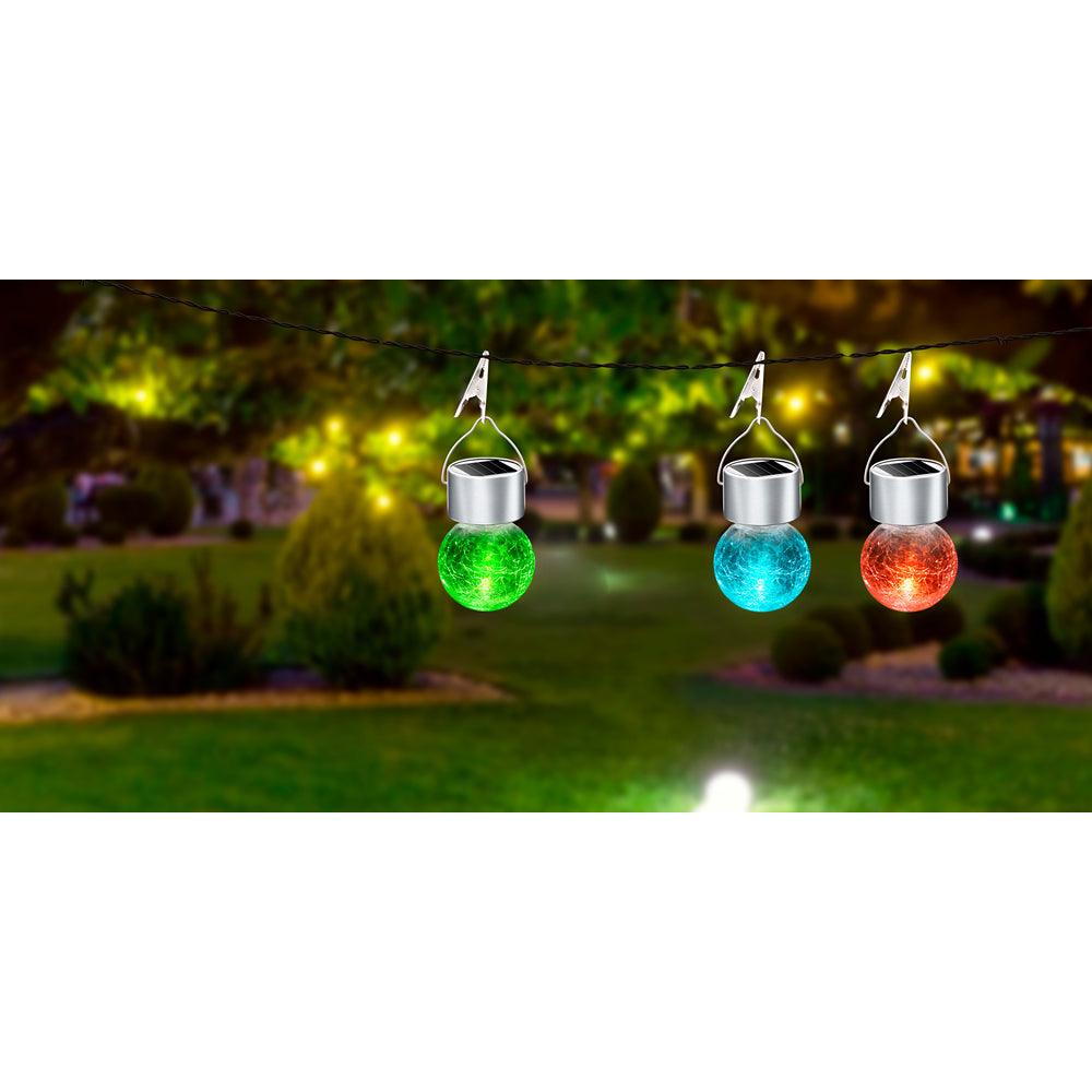 Grundig Colour Changing Solar LED Hanging Glass Bulb Light | 2 Functions