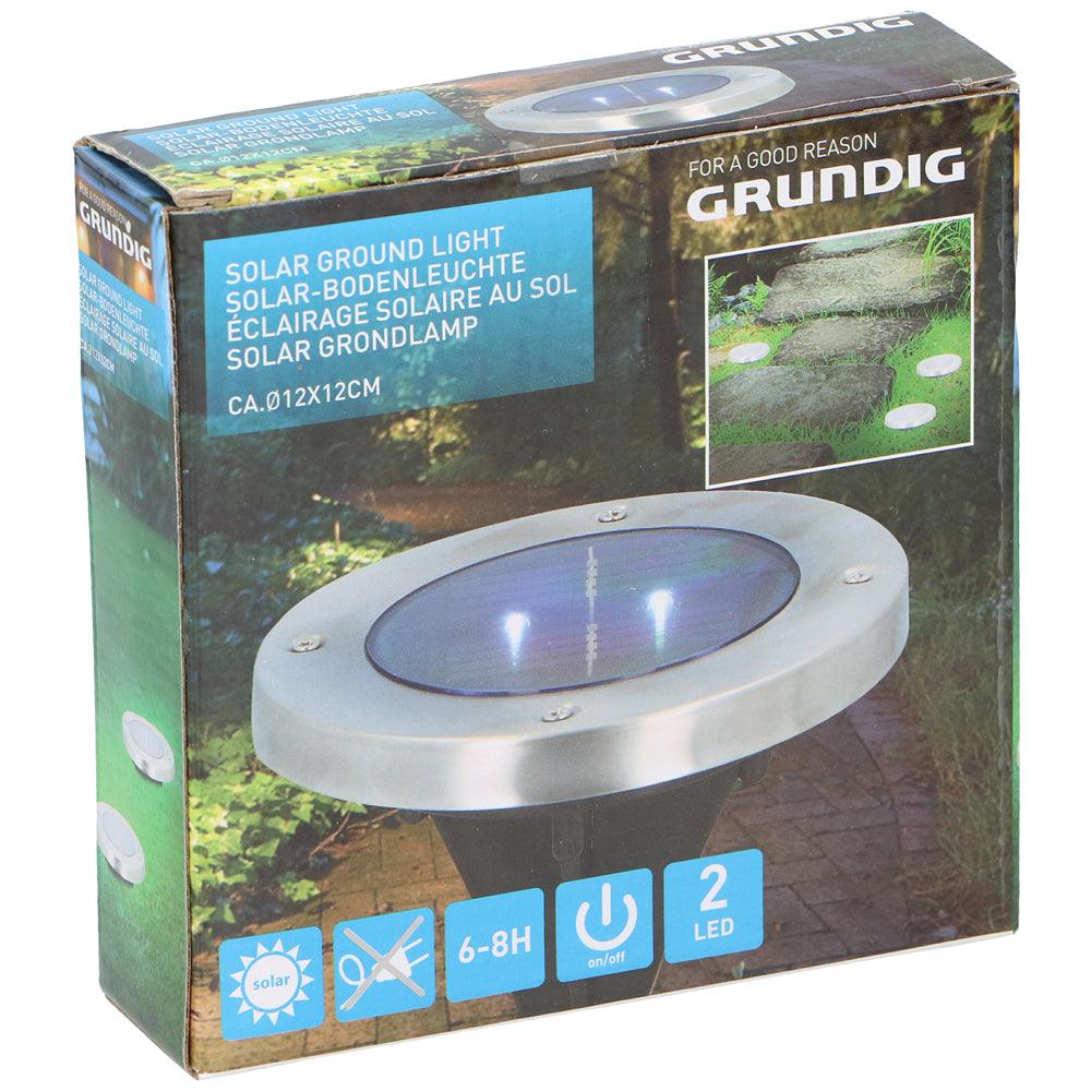 Grundig Solar LED Stainless Steel Round Ground Spot Light | 13cm - Choice Stores