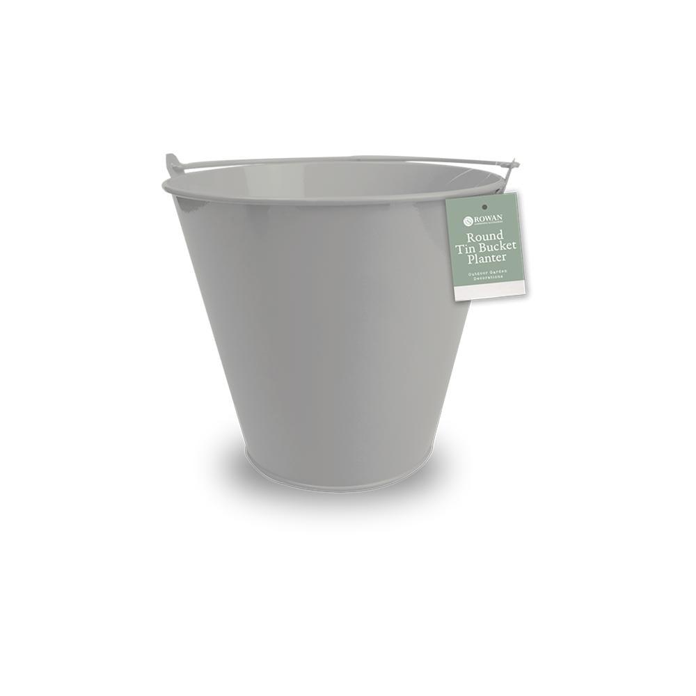 Rowan Round Tin Bucket Planter with Handle | Assorted Colour | 16.8cm