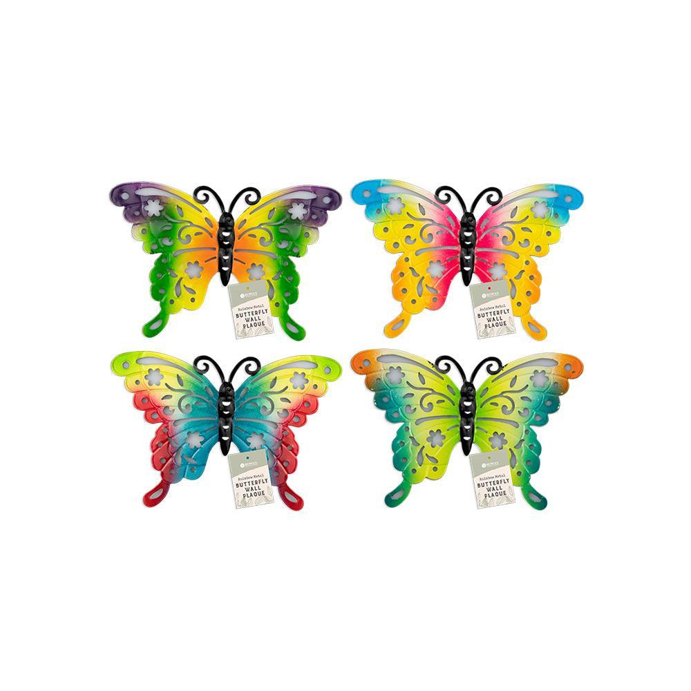 Rowan Rainbow Butterfly Metal Wall Plaque | Assorted Colour | 22cm - Choice Stores