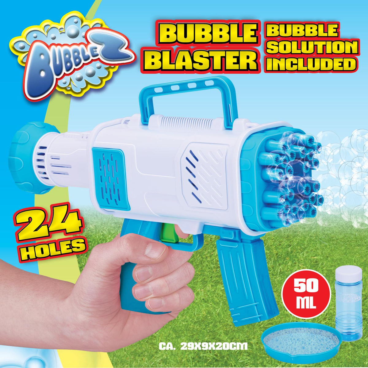 Bubblez 24-Hole Bubble Blaster | 29cm Blue & White