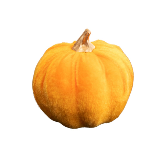 Florelle Small Velvet Pumpkin Decor | 10cm Orange & Yellow